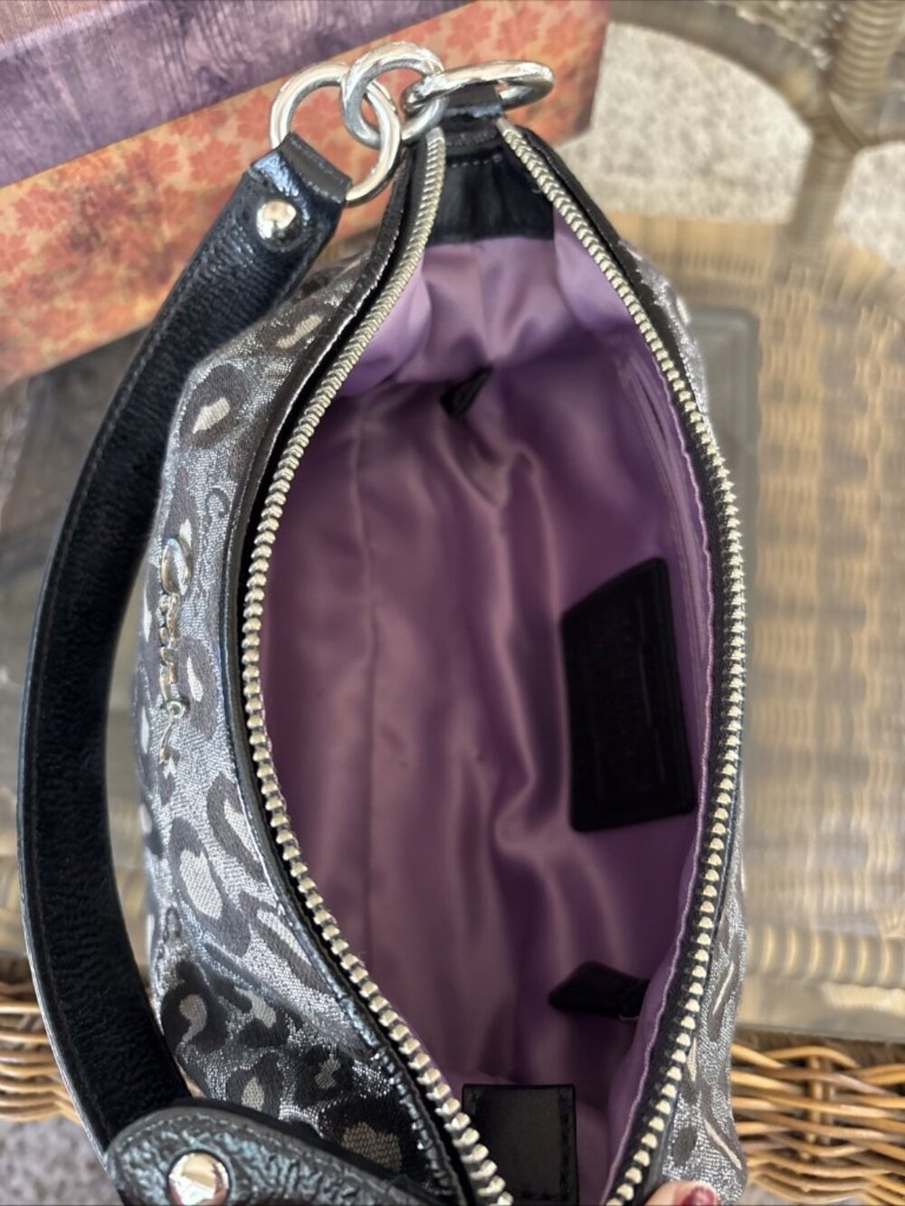 Coach Silver And Black Leapord Print Metallic Shoulder Bag Y2K Vibes - Picture 4 of 12